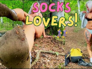 I went through the forest in my white socks where I cum myself near a tree