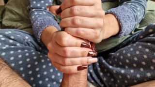 Long Red Sexy Nails Strocking, Teasing and Edging Hard Cock Head 🔥👋💅🍆💦