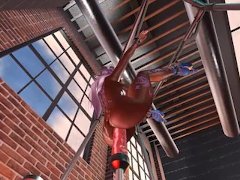 Horny Girl Is Gagged And a Big Dildo Opens Her Ass, In A BDSM Room, And Has Multiple Orgasms