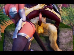 Furry Warrior Camp - knotting werewolf, DP elf girl, lizardman and anal creampie with monster cock