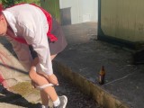 I caught my neighbor’s daughter, a graduate, drinking  and punished her with a bottle in her ass