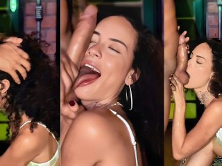 I GAG HARD ON IT - Sloppy Deepthroat by Brunette Latina with Natural Tits!