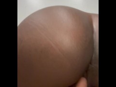 Big booty Amateur Ebony fucking dildo at work in the break room