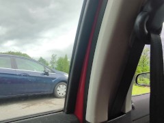 Blonde hitchhiker let him creampie her mouth next to the church !!!