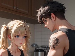 Step Sister Seduces Step Brother in the Kitchen (Voiceover Visual Novel) - Screenshot 5 of 16 - Step Sis