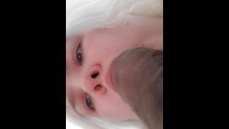 Sucking his big thick black cock worshipping him the way he deserves
