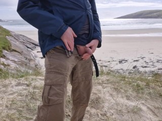 Pissing in Public. taking a Piss on the Deserted Island Beach.