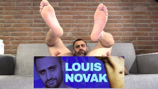 Tall hairy guy cums on his own asshole after jacking off