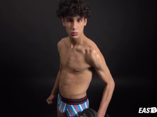 Curly Twink Boy Shows off his Slim Body on Webcam