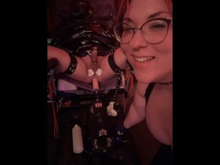 BBW Femdom Puts Male Slave in Latex Bondage with Electro CBT & Fuck Machine