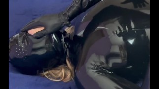Latex vagina mask. Full rubber fuck.