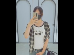 Crossdresser Masturbating In The Mall's Toilet