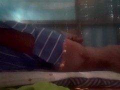 Rubbing my bulge until I lost control and cum