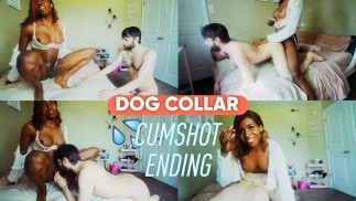 Black hot trans fucks white guy hole while on dog collar CUMSHOT ENDING