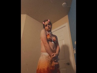 Demon Slayer Femboy Takes off his Swimsuit for you