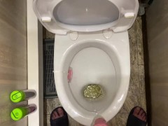 Morning long pissing in the toilet POV