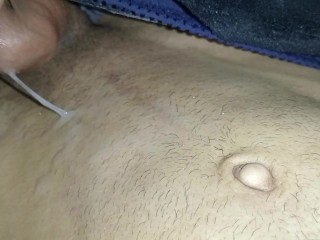 Wet Morning Cum on my six Pack, Big Dick