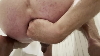 Self Fisting and too big bottle in ass