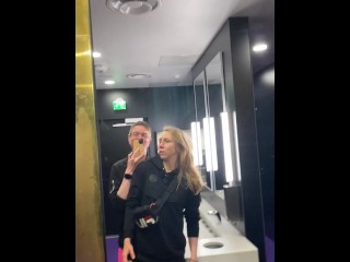 Lesbian Rough Public Toilet Fuck after the Gym