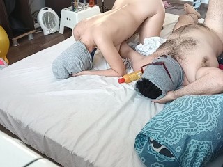 Sensual Massage of a Hot Couple with Oil on the Body.