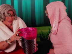 Mrs Claus & the Easter Bunny play Chubby Bunny, pt 1 - Sam Mack & Ryan Keely - SFW