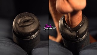 Black bouche Fleshlight baise avec des boules profondes par derrière - Sexe masculin Toy