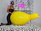 Sexy masked girl inflates her big long neck balloon to ride it (full video on C4S / MV / OF / Member