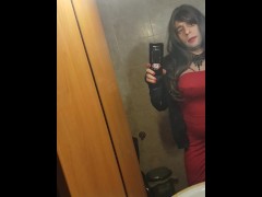 In front of the mirror peeing and washing 02