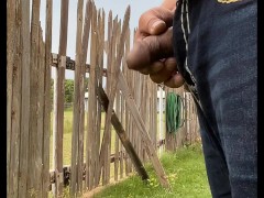 Very desperate public outside piss +  ripping a very BIG relieving fart in jeans