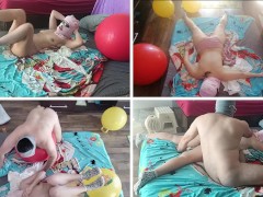 Blowjob with amateur wife, hairy pussy, big ass. Sensual massage of a hot couple with oil on the bod