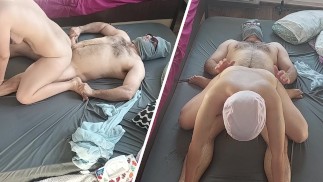 Amateur couple has crazy sex in the bedroom.