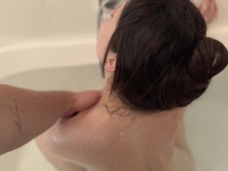 Asking to Rub her back was just an Excuse to Suck him off - Blowjob in Bathroom