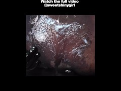 Blonde Girl in Oiled Spandex grabs Cock in Latex Gloves till Cum in her Hands