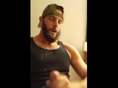 Milking my dick caught friendly fire and gave myself a self facial