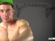 Handsome muscle boy Larry McCormick flexing and wanking