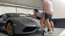 Luxury whore gets fucked by her client against the hood of his Lamborghini