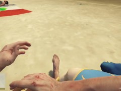 Chun-Li Sucks Raw Trevor Dick in the Beach! Blowjob! GTA Free Porn