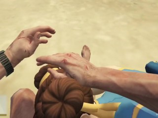 Chun-Li Sucks Raw Trevor Dick in the Beach! Blowjob! GTA Free Porn