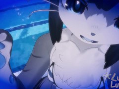 POV Horny femboy shark invites you to the pool…