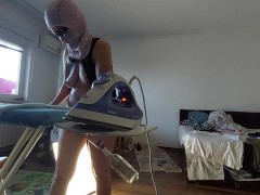 Amateur wife does housework naked.