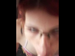 Redheaded slut Karla Rose on her knees