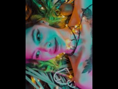 fruit table in neon - nude