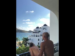Fucking on the balcony in Mexico looking over the beach (FULL VIDEO)