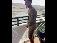 My NAUGHTY COCK, Exhibition In My Terrace😈Neighbors Enjoy It