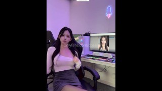 Short but strong! Get's the boob out at the pc room