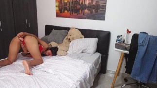 My hot friends dildo each other in lingerie
