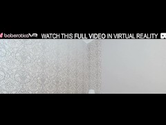 Solo brunette with big tits Lassie masturbates on the couch with a vibrator,in VR.