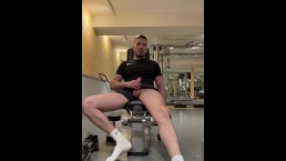 Risky public flashing cock and jerking off in the gym