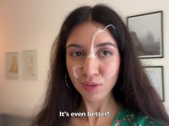 Hottie Lost the Game and Had to Walk with Cum on Her Face - Cumwalk