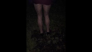 Pissing in the forest.